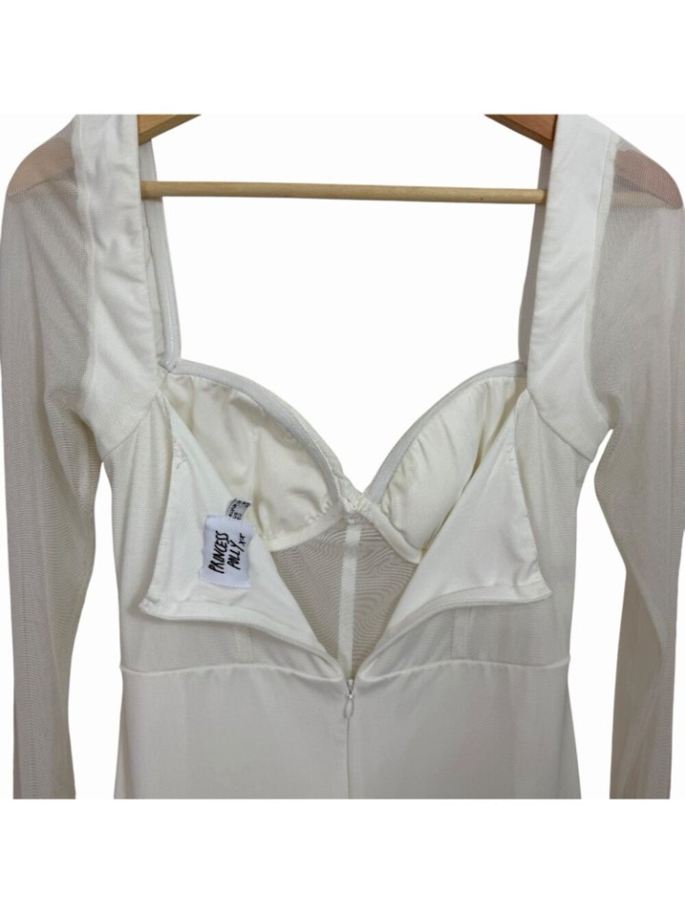 Princess Polly Sheer Bodycon Mini Dress Size 8 White Mesh Illusion Sweetheart - Picture 7 of 13